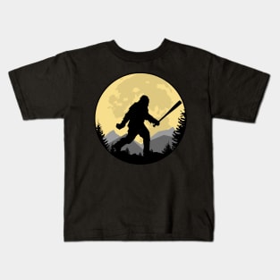 Bigfoot Baseball Funny Sasquatch with a Bat Kids T-Shirt